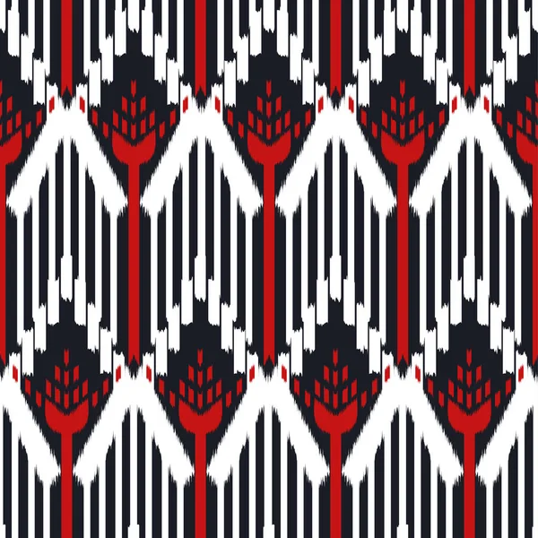 Ikat Sömlösa Mönsterdesign Etniska Tyg Bohemiska Mode Vektorillustration — Stock vektor