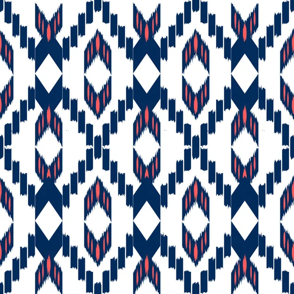 イカットのシームレスなパターン デザイン 民族の布 自由奔放なファッション ベクトル図 — ストックベクタ