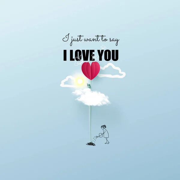 Isı Çiçek Bir Kızla Illustration Aşk Kavramı Sevgililer Günü Arka — Stok Vektör