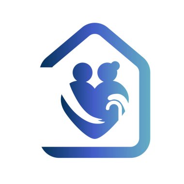 Yaşlı sağlık kalp şeklinde logosu. Huzurevi işareti