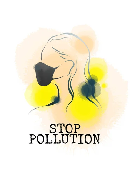 Detener Contaminación Atmosférica Las Mujeres Con Mascarilla Facial Están Tratando — Vector de stock