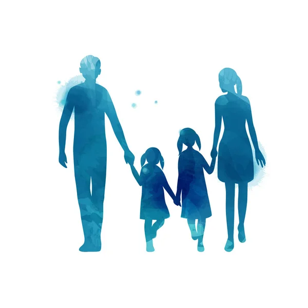 A szülők a gyermek jó idő. Boldog családi séta — Stock Vector