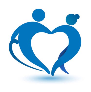 Yaşlı healhtcare kalp şeklinde logo. Huzurevi işareti 