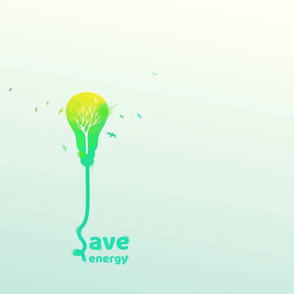 Planeta respetuoso del medio ambiente.Energía ahorro eco lámpara silueta — Vector de stock