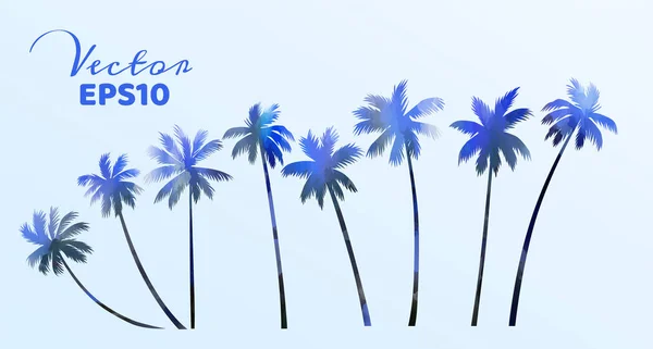 Uppsättning av akvarell palmer. Kokosnöt växt isolerad. Vektor Il — Stock vektor