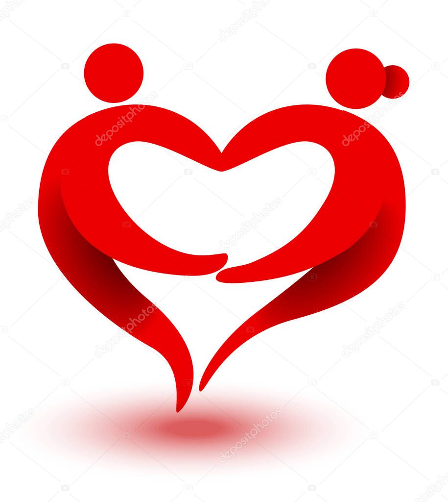 Elderly healhtcare heart shaped logo. Nursing home sign 
