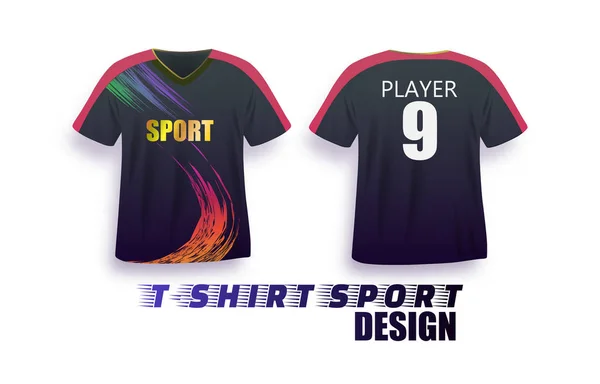 T-Shirt Sport V-Ausschnitt Design-Vorlage, Trikotmockup für Fußball — Stockvektor
