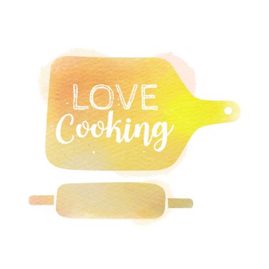 Kesme tahtası ve ahşap oklava suluboya. Dijital sanat 