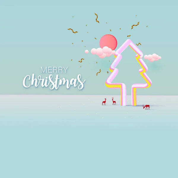 Colorato Pastello Fantasia Buon Natale Felice Anno Nuovo Con Copia — Vettoriale Stock