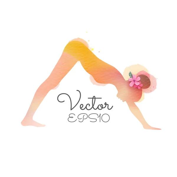 Silueta Mujer Yoga Acuarela Sobre Fondo Blanco Pintura Artística Digital — Vector de stock