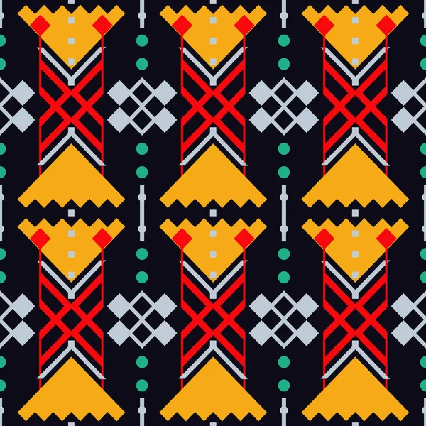 Ikat Seamless Patrol Design Этническая Ткань Чешская Мода Векторная Иллюстрация — стоковый вектор
