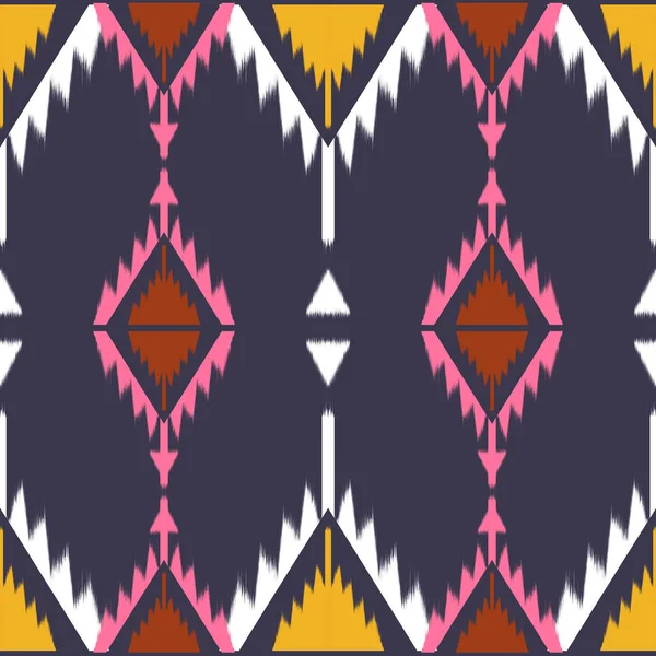 Ikat Bezešvé Pattern Design Etnické Tkaniny Český Módní Vektorové Ilustrace — Stockový vektor