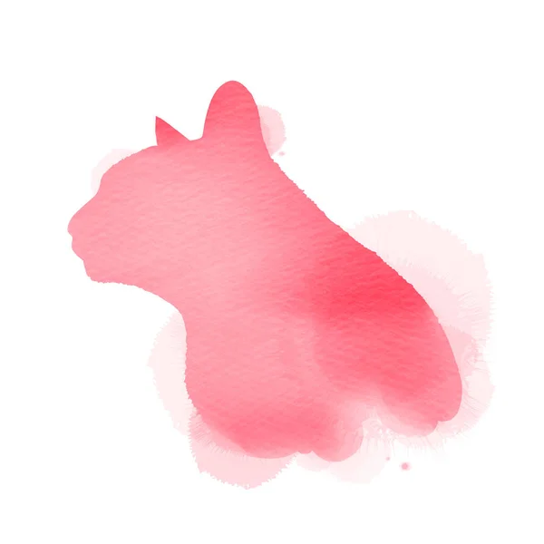 Silhuett Akvarell Färgglada Katt — Stockfoto