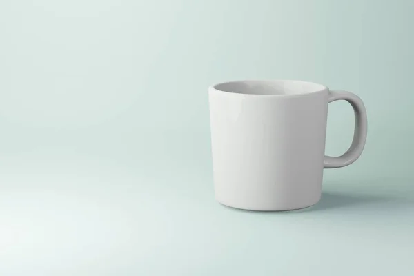 White Mug Mockup Rendering Isolated Soft Light Blue Background — Stock Photo, Image