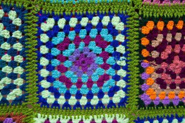 Yüksek çözünürlüklü renkli örgü yün doku arka plan deseni. Üstten Görünüm.  