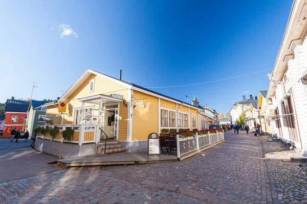 Porvoo Finlandia Października 2016 Ulica Kolorowe Domy Starym Mieście Porvoo — Zdjęcie stockowe