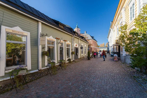 Porvoo Finlandia Października 2016 Ulica Kolorowe Domy Starym Mieście Porvoo — Zdjęcie stockowe