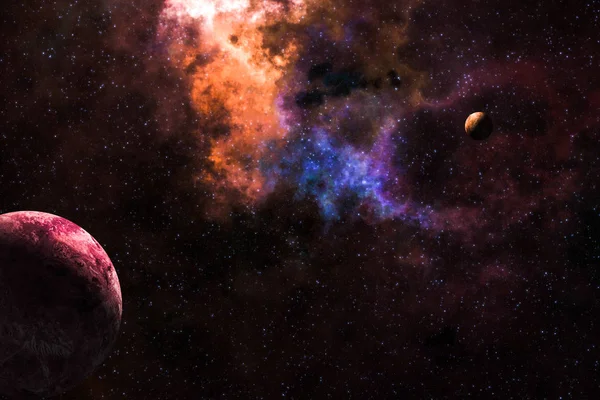 Câmp Stelar Cer Noapte Înstelat Colorat Nebuloasă Planete Galaxii Spațiu — Fotografie, imagine de stoc