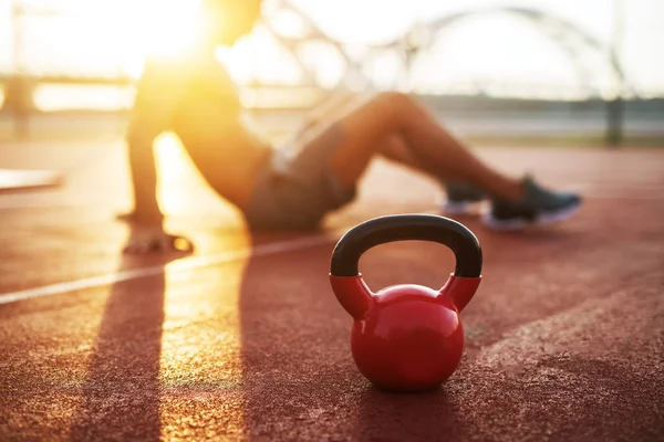 Campanello Del Bollitore Fuoco Allenamento Fitness Mattino Presto — Foto Stock