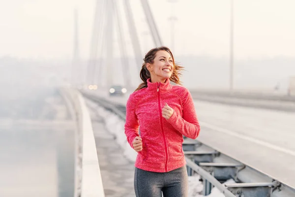 Hermosa Mujer Fitness Disfrutando Mañana Invierno Concepto Winter Fitness — Foto de Stock