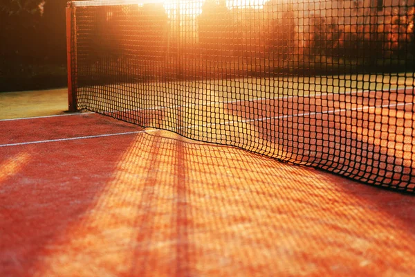 Close Net Tennis Court Picture Taken Morning Summer — Stock Photo, Image
