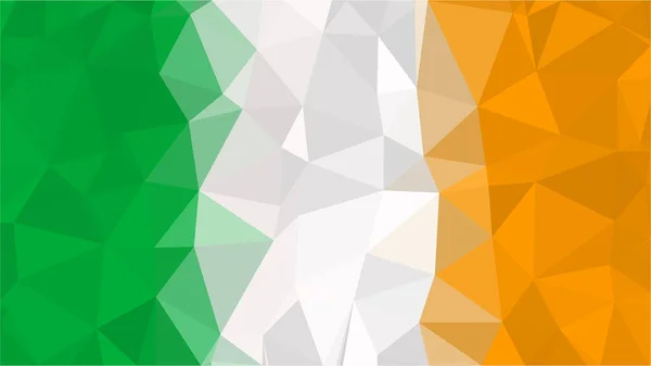 Многоугольный треугольный флаг Ирландии. Ирландские национальные флаги в низком поли дизайн для вашего бизнеса . — стоковый вектор