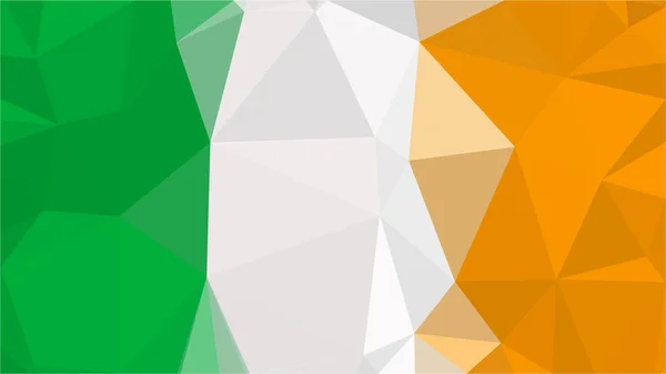 Πολυγωνικό τρίγωνο σημαία της Ιρλανδίας. Ιρλανδικές εθνικές σημαίες σε χαμηλή poly σχεδιασμό για την επιχείρησή σας. — Διανυσματικό Αρχείο