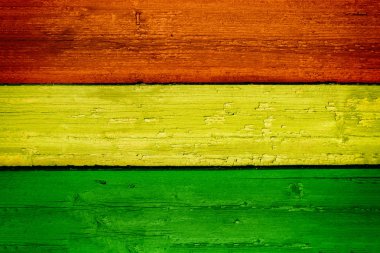 Bolivya ulusal bayrak ahşap arka plan üzerinde. Bayrakların grungy doku