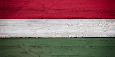 Ahşap arka plan üzerinde parlak Macaristan Ulusal bayrak. Macar bayrakları doku.