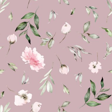 Suluboya çiçekler. Kusursuz desen. Vektör. İllüzyon. Nazikçe