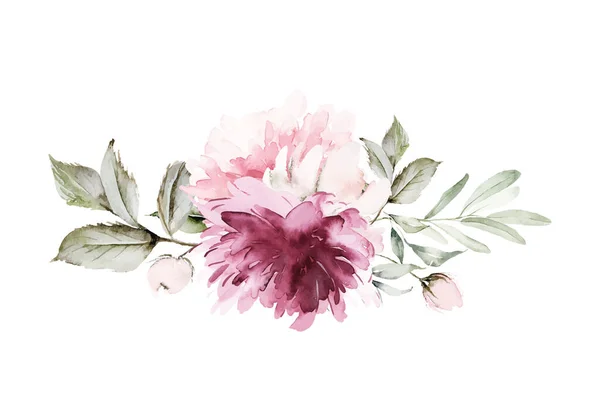 Fleurs Carte Voeux Aquarelle — Image vectorielle