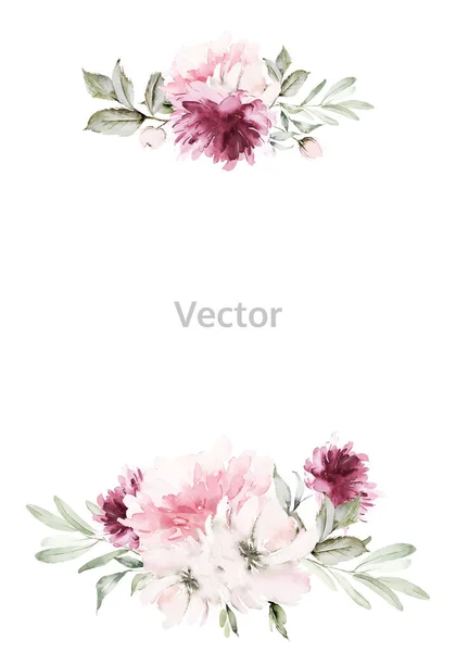 Acuarela Tarjetas Felicitación Flores — Vector de stock