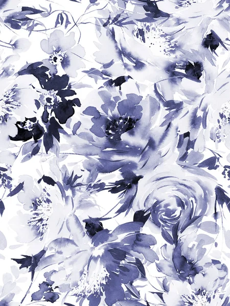 Nahtloses Sommermuster Mit Handgefertigten Aquarellblumen — Stockfoto