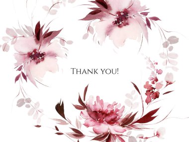 El yapımı suluboya çiçekli tebrik kartı.