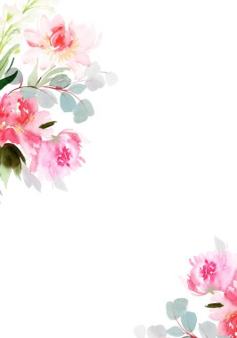 El yapımı suluboya çiçekli tebrik kartı.