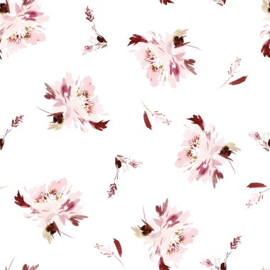 Şakayıklı kusursuz suluboya vektör deseni.