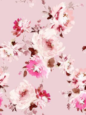 El yapımı suluboya çiçeklerle kusursuz bir yaz deseni..