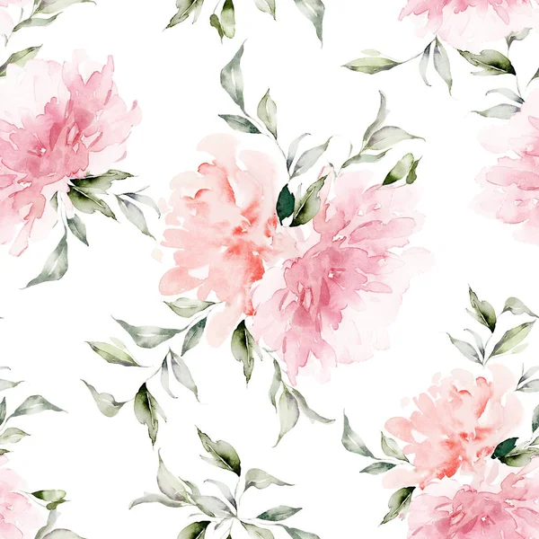 El yapımı suluboya çiçeklerle kusursuz bir yaz deseni..