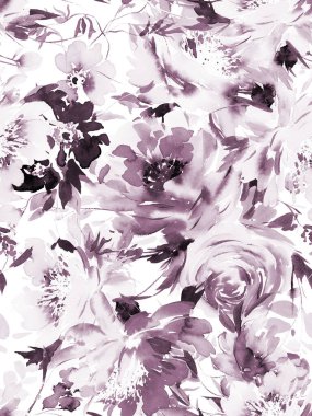 El yapımı suluboya çiçeklerle kusursuz bir yaz deseni..