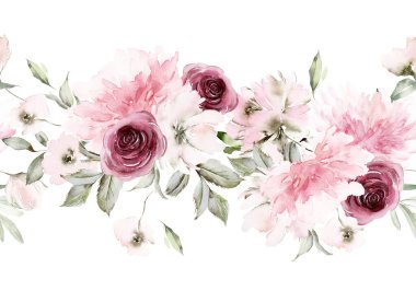 El yapımı suluboya çiçeklerle kusursuz bir yaz deseni..