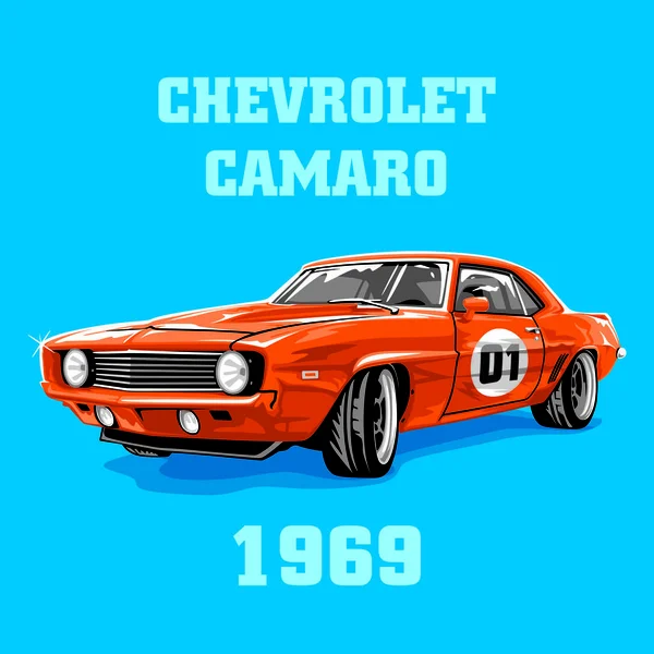 Chevrolet Camaro 1969 Cor Laranja Retro — Vetor de Stock
