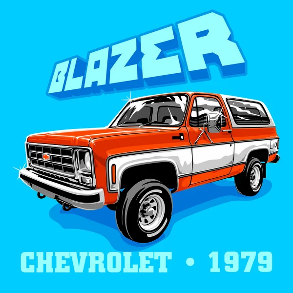 Chevrolet Blazer White Orange Color Retro — Vector de stock