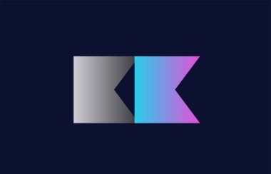 ilk alfabe harf kk k k logo birlikte pembe mavi ve gri renkler uygun iş ve kurumsal kimlik