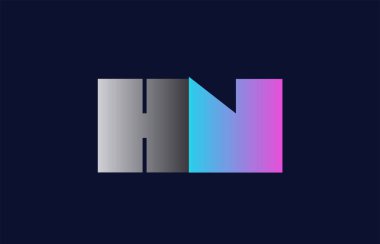 ilk alfabe harf hn s n logo birlikte pembe mavi ve gri renkler uygun iş ve kurumsal kimlik