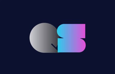 ilk alfabe harf qs q s logosu birlikte pembe mavi ve gri renkler uygun iş ve kurumsal kimlik