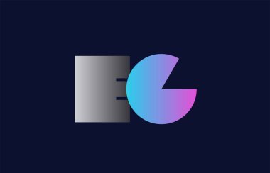 ilk alfabe harf ec e c logo birlikte pembe mavi ve gri renkler uygun iş ve kurumsal kimlik