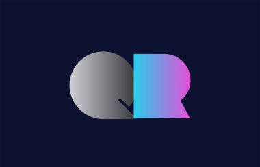 ilk alfabe harf qr q r logo birlikte pembe mavi ve gri renkler uygun iş ve kurumsal kimlik