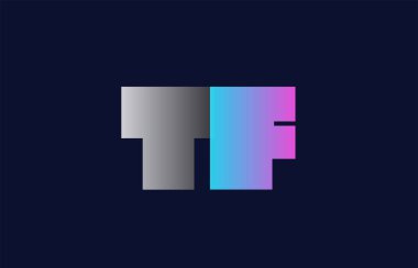 ilk alfabe harf tf t f logosu birlikte pembe mavi ve gri renkler uygun iş ve kurumsal kimlik