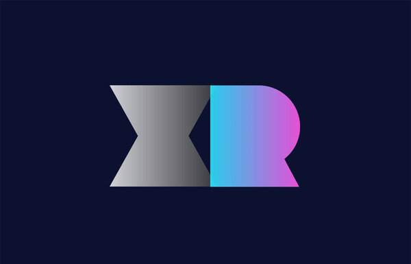 initial alphabet letter xr x r logo combination in pink blue and grey colors suitable for business and corporate identity