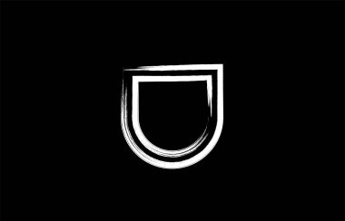 Grunge Alfabe harf u logo tasarımı siyah ve beyaz renklerde bir şirket ya da iş için uygun